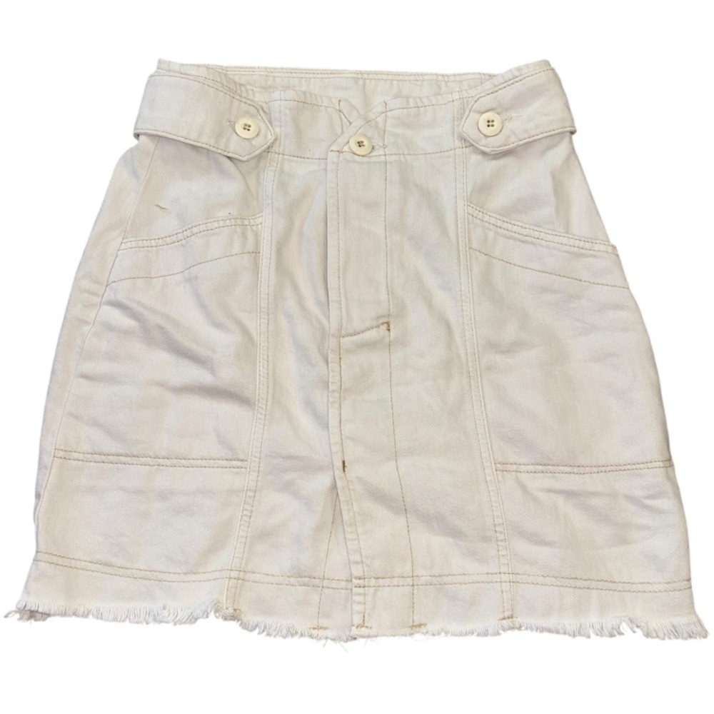 Free People Mini Button Fly Skirt White Womens 6 Bohemian Hippie Preppy Western